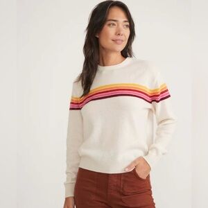 Marine Layer Harper 100% Cashmere Sweater, size Small, Warm Rainbow Stripe
